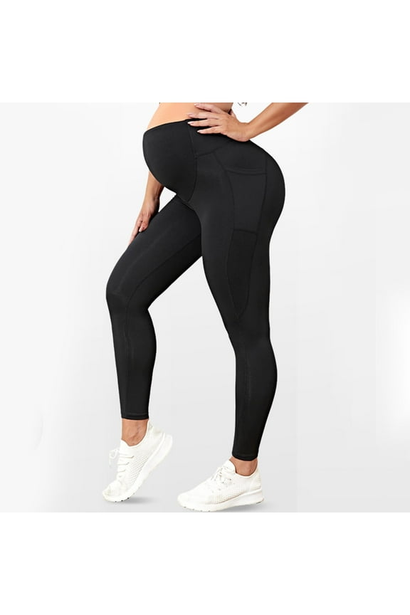 Women's Maternity Leggings Belly Support Casual Slimming Versatile Soft Comfortable Slimming Shapewear Yoga Sports Long Pants Black M