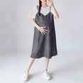thumbnail image 1 of BRGZLK Women's Maternity Midi Dress 2026 Summer Short Sleeve Crewneck Fake Two-Piece Dresses Lightweight Loose Comfortable Pullover Pregnancy Dresses Gray XXL, 1 of 6