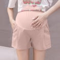 thumbnail image 1 of BRGZLK Women's Maternity Shorts Summer 3" Over Belly Wide Leg Pleated Plus Size Cotton Comfy Stretch Waist Pregnancy Casual Dressy Work Shorts Pink XL, 1 of 5