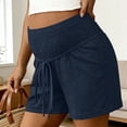 thumbnail image 1 of BRGZLK Women's Maternity Shorts Summer Casual High Waist Shirred Adjustable Drawstring Stretchy Breathable Pants for Pregnant Navy XL, 1 of 8