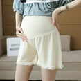 thumbnail image 1 of BRGZLK Women's Maternity Shorts Summer Soft Comf Plus Size Solid Color Lace Trim Anti-Wardrobe Malfunction Belly Support Legging Shorts Beige XL, 1 of 4