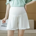 thumbnail image 1 of BRGZLK Women's Maternity Shorts Summer Soft Comf Plus Size Solid Color Lace Trim Anti-Wardrobe Malfunction Belly Support Legging Shorts White XL, 1 of 4