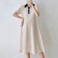 thumbnail image 1 of BRGZLK Women's Maternity Summer Casual Short Sleeve Midi Dress, Lapel Collar Loose Pullover Pregnancy T-Shirt Dresses, 1 of 5