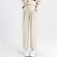 thumbnail image 1 of BRGZLK Women's Maternity Wide Leg Pants Solid Color Over The Belly Pregnancy Elastic Waist Lounge Stretchy Loose Breathable Comfy Belly Support Trousers Beige 4XL, 1 of 5