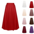 thumbnail image 1 of BRGZLK Women's Maxi Skirt Long Pleated Skirts Elastic Casual Solid Color High Waist A-Line Flowy Swing Summer Ankle Length, 1 of 7