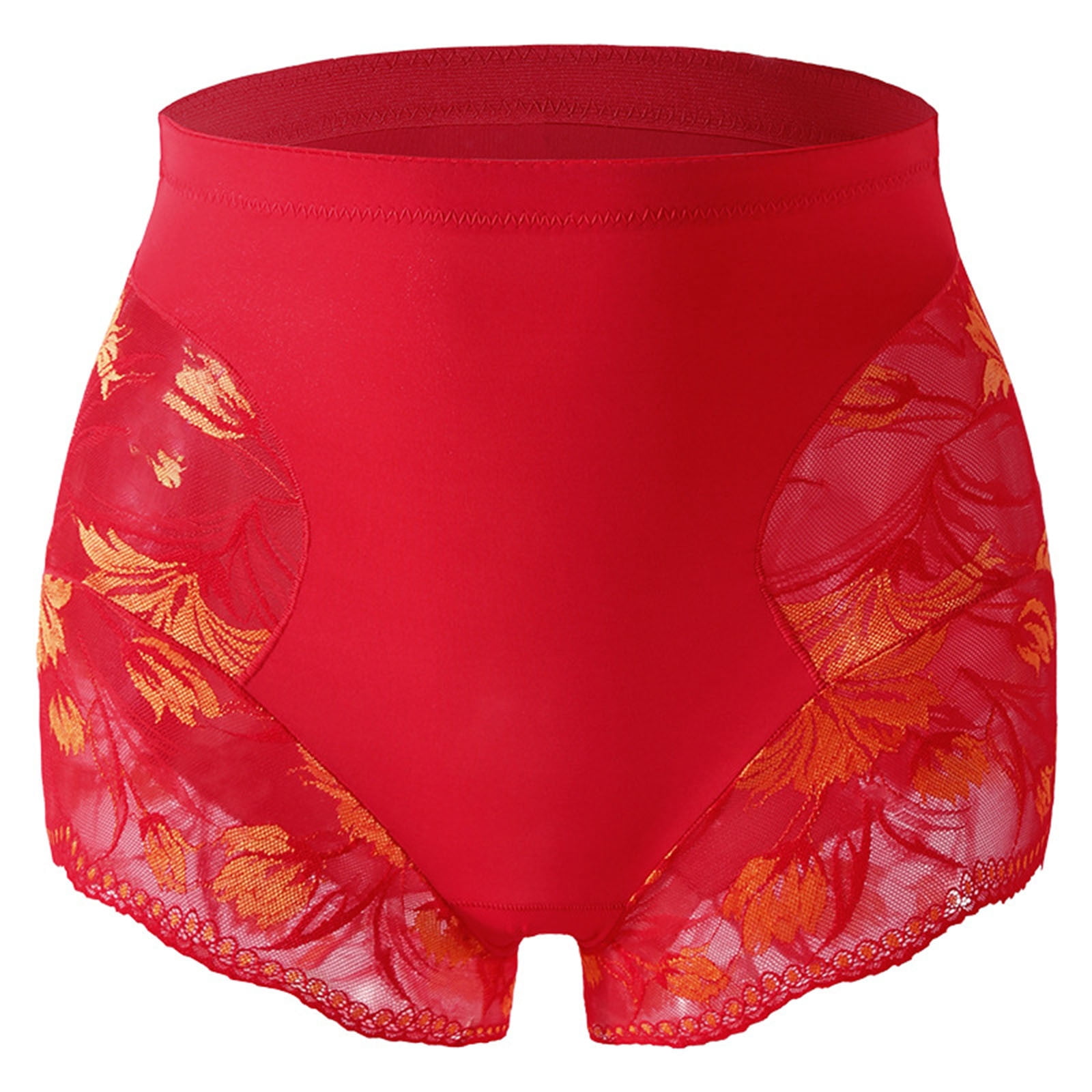 BRGZLK Women's Mesh Briefs Plus Size Lace High-Waist Tummy Control ...