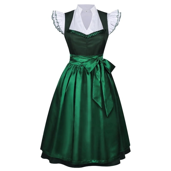 BRGZLK Women's Oktoberfest Dress Trendy High Waist Traditional Bavarian October Festival Costume German Dirndl Cosplay Dress Green XL