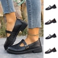 thumbnail image 1 of BRGZLK Women 's Oversized Shoes Mary Jane Versatile Casual Shoes Chunky Low Heel Loafers Vintage Preppy Style Comfortable Walking Dress Shoes, 1 of 7
