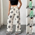 thumbnail image 1 of BRGZLK Women's Pants Fashion Elastic High Waisted Wide Leg Pants Floral Print Boho Summer Beach Vacation Casual Trousers with Pockets, 1 of 7