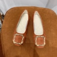 thumbnail image 1 of BRGZLK Women's Pointed Toe Shoes Casual Trendy Lightweight Breathable Candy Colored Work Shoes Solid Color Buckle Flat Bottom Shoes for Spring Summer Orange 8.5, 1 of 4