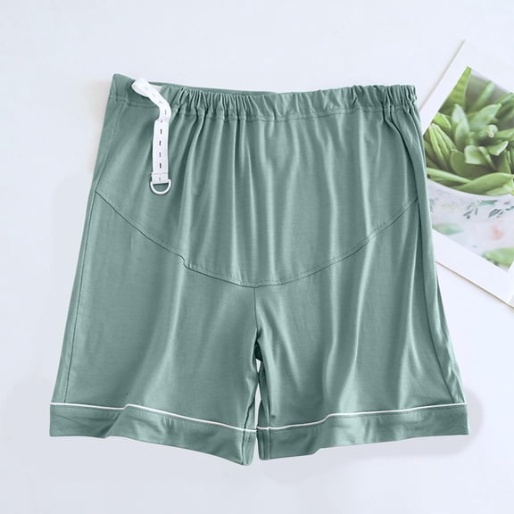 BRGZLK Women's Pregnant Modal Pajama Shorts Soft Comfortable Lightweight Elastic Bottoms Loose High Waist Adjustable Home Shorts Army Green M