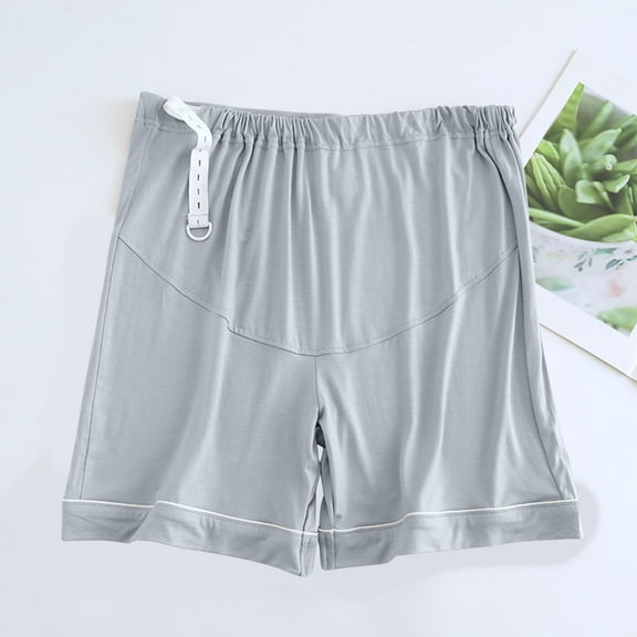BRGZLK Women's Pregnant Modal Pajama Shorts Soft Comfortable Lightweight Elastic Bottoms Loose High Waist Adjustable Home Shorts Gray L
