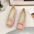 thumbnail image 1 of BRGZLK Women's Pumps Square Toe Shoes Fashionable Casual Solid Color Square Metal Buckle Flat Bottom Plus Size Low Heels Work Shoes for Spring Summer Pink 7.5, 1 of 4