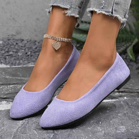 BRGZLK Women's Shoes Pointed Toe Flats Casual Versatile Driving Shoes Round Toe Backed Comfortable Soft-Soled Slip On Loafers Low Heels Dressy Shoes Purple 6