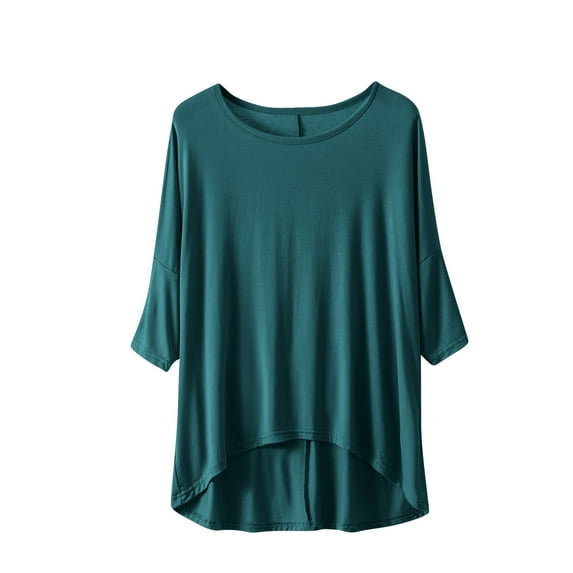BRGZLK Women’s Sleep and Lounge Pajamas Top Short Sleeve Crewneck Lightweight Dream Tee Shirt Green L