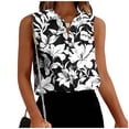 thumbnail image 1 of BRGZLK Women's Sleeveless Casual Fashion Printed Button Down Shirts Blouses Solid Casual Basic V Neck Tank Tops For Work, 1 of 6