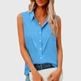 thumbnail image 1 of BRGZLK Women's Sleeveless Shirts Summer Fashion Solid Color Linen Button Down Lightweight Breathable Comfy Dressy Casual Loose Fit Office Tank Tops Sky Blue 4XL, 1 of 5