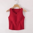 thumbnail image 1 of BRGZLK Women's Sleeveless Top Fashion Solid Color With Chest Pad No Steel Rings Bottom Camisole Basic Cami Tank Top Red M, 1 of 6