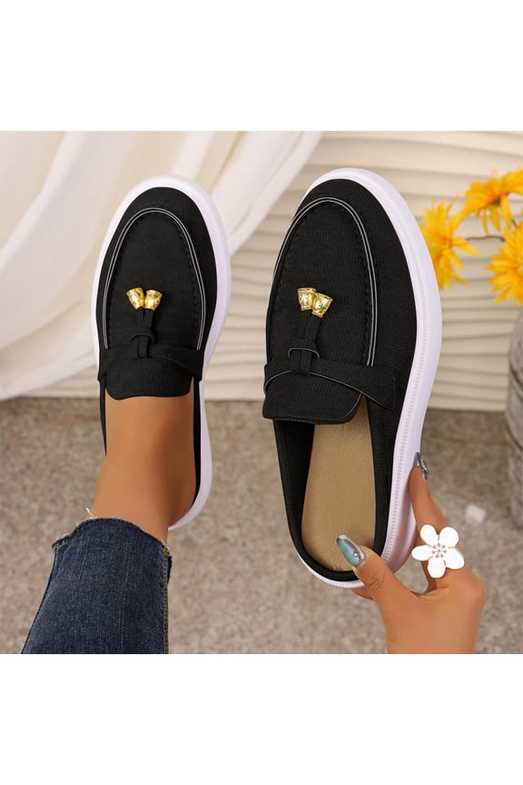 Women's Slip On Mule Shoes Summer 2026 Trendy Round Toe Comfortable Lightweight Versatile Backless Slide Shoes Flats for Work Walking Black 9