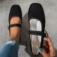 thumbnail image 1 of BRGZLK Women's Square Toe Flats Casual Trendy Versatile Plus Size Breathable Driving Shoes Solid Color Backed Flat Soft Sole Buckle Low Heel Flats Comfortable Dress Shoes for Women Black 7.5, 1 of 5