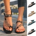thumbnail image 1 of BRGZLK Women 's Summer Sandals Casual Outerwear Comfortable Bohemia Beach Flat Sandals Open Toe Ankle Crystal Gladiator Shoes, 1 of 7