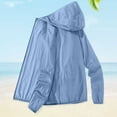 thumbnail image 1 of BRGZLK Women's Sunscreen Long Sleeved Jackets Trendy Solid Color Full-Zip Casual Lightweight Breathable Summer Outwear with Hood Blue XXXL, 1 of 7