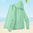 thumbnail image 1 of BRGZLK Women's Sunscreen Long Sleeved Jackets Trendy Solid Color Full-Zip Casual Lightweight Breathable Summer Outwear with Hood Green L, 1 of 7