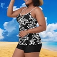 thumbnail image 1 of BRGZLK Women's Swimsuit Loose and Large Size Leisure Solid Color Split Suspender Top With Breast Cushion Adjustable Shoulder Strap Swimsuit Set, 1 of 6