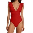 thumbnail image 1 of BRGZLK Women's Swimsuit Outfits Ruffled 2026 Anti Roll New One-Piece Swimsuit Mesh Lace Up Summer Beach Vacation Set, 1 of 5