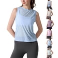thumbnail image 1 of BRGZLK Women's Tank Tops Solid Color Workout Dry Fit Simple Slit Casual Sleeveless Athletic Gym Cropped Top Running Sports Yoga Active Round Neck Shirts, 1 of 7
