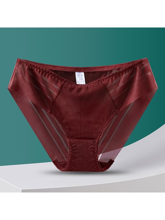 Women's Triangle Panties Solid Color Low Rise Cut-Out Mesh Breathable Comfortable Triangle Panties Underwear for Everyday Coffee XL