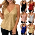 thumbnail image 1 of BRGZLK Women's V Neck Sequin Tank Tops Summer Sparkly Glitter Sleeveless Tee Shirts Fashion Solid Color Holiday Party Top, 1 of 6