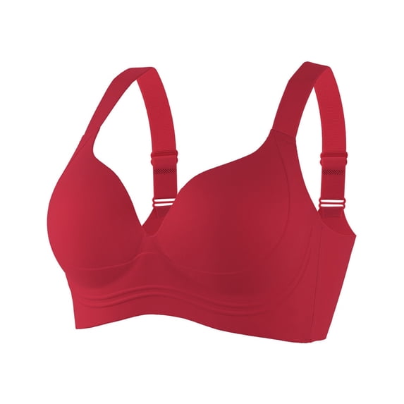 BRGZLK Womens Anti Saggy Bras Push Up No Underwire Seamless Full Coverage Bralettes Plus Size Solid Color Adjustable Strap Lifting Comfortable Everyday Bra Red XXXL