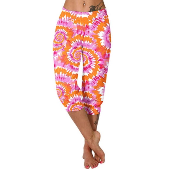 BRGZLK Womens Capri Joggers Sweatpants Trendy Soft Comfy Pants Crop Cropped Golf Pants with Pockets and Drawstring Watermelon Red M