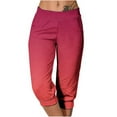 thumbnail image 1 of BRGZLK Womens Capri Yoga Pants Summer Simple Gradient Print Pocket Solid Color Seven Points Lounge Joggers Pants with Pockets Red XXXL, 1 of 4