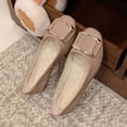 thumbnail image 1 of BRGZLK Womens Classic Square Toe Flats Novel Casual Trendy Candy Color Solid Color Square Metal Buckle Plus Size Slip On Walking Shoes for Driving Khaki 9.5, 1 of 3