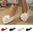 thumbnail image 1 of BRGZLK Womens Flat Sandals Low Kitten Heels Dressy Shoes Casual Outdoor Versatile Plus Size Solid Color Flower Comfortable Closed Toe Flower Slip On Formal Party Dance, 1 of 7