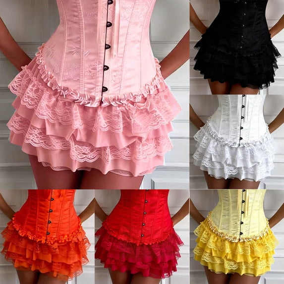 BRGZLK Womens Half Slips Under Dress Tight Skirt Body Shaper Slimming Slip Fashion Vintage Beach Ruffle Wave Solid Color Plus Size