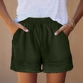 thumbnail image 1 of BRGZLK Womens High Waist Shorts Summer Casual Solid Color Lightweight Breathable Cute Lace Trim Shorts Ladies Drawstring Beach Shorts Army Green M, 1 of 8