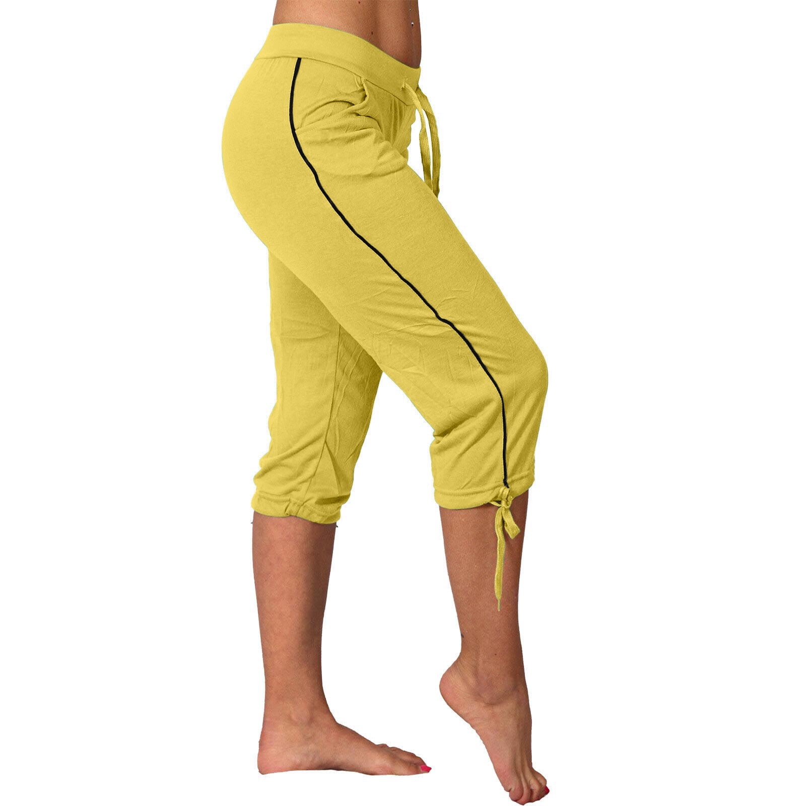 BRGZLK Womens Joggers Pants Mid Waist Drawstring Leg Cuff Seven Points ...