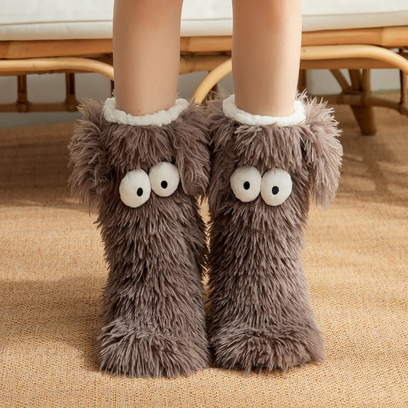 BRGZLK Womens Lamb Fleece Floor Socks Super Soft Warm Gifts for Women Fluffy Fuzzy Socks Cozy Socks for Home Sleeping Yoga Gray One Size
