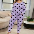 thumbnail image 1 of BRGZLK Womens Large Size Fashion Cute Heart Print Long Sleeve Long Pants Casual Loungewear Set Home Suit Set Purple XL, 1 of 5