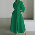 thumbnail image 1 of BRGZLK Womens Maxi Shirt Dresses Fall Winter Long Sleeve Button High Waist Waist-Cinchin Dress Stylish Loose Swing A-line Dress with Pockets Green XL, 1 of 6