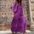 thumbnail image 1 of BRGZLK Womens Midi Dress Loose Fit Casual Summer 2026 V Neck Puff Sleeve Bohemian Geometric Pattern Plus Size Lightweight Breathable Flowy Maxi Long Dresses Purple XXL, 1 of 5