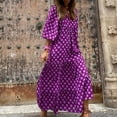 thumbnail image 1 of BRGZLK Womens Midi Dress Loose Fit Casual Summer 2026 V Neck Puff Sleeve Bohemian Geometric Pattern Plus Size Lightweight Breathable Flowy Maxi Long Dresses Purple XXL, 1 of 9