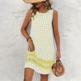 thumbnail image 1 of BRGZLK Womens Midi Dresses Summer 2026 Casual Trendy Boho Print Sleeveless A Line Sundresses Crewneck Dress for Going Out Yellow XL, 1 of 5