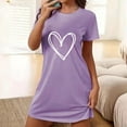 thumbnail image 1 of BRGZLK Womens Nightgowns Large Size Cute Heart Print Valentine Short Sleeve Nightgown Round Neck Loose Soft Nightgown Purple XL, 1 of 4