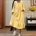thumbnail image 1 of BRGZLK Womens Nightgowns Winter Casual Princess Style Dress Fashion Comfort Coral Fleece Bow Medium Long Nightgown Yellow L, 1 of 5