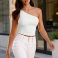 thumbnail image 1 of BRGZLK Womens One Shoulder Tops Summer Solid Color Sleeveless Slim Fit Cropped Going Out Tank Top 2026 Novel Trendy Soft Comfy Tee Shirts White M, 1 of 7