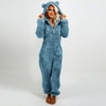 thumbnail image 1 of BRGZLK Womens Onesie Costume Jumpsuit Sherpa Long Sleeve Hoodies Casual Winter Soft Warm Zipper Rompers Homewear with Cat Ears Navy S, 1 of 5